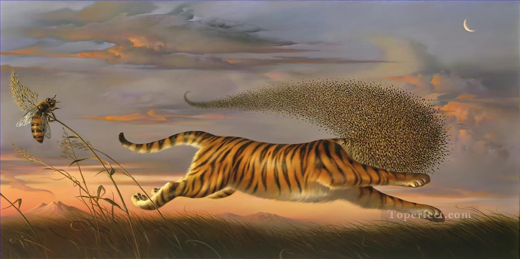 虎であることシュールレアリスム油絵